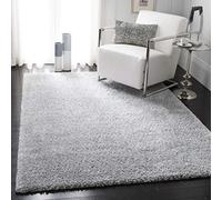Safavieh Alfombra Shaggy para salón, Comedor, Dormitorio, colección August Shag, Pelo Corto, Color Plateado, 183 x 274 cm