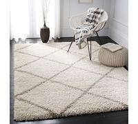Safavieh Alfombra Shaggy para salón, Comedor, Dormitorio, colección Hudson Shag, Pelo Largo, Color Marfil y Beige, 155 x 229 cm