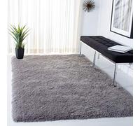 SAFAVIEH Alfombra Shaggy para salón, Comedor, Dormitorio, colección Venice Shag, Pelo Largo, Color Plateado, 61 x 91 cm