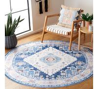 Safavieh Alfombra Tradicional - Lavable a máquina y Antideslizante - Ideal para Zonas de Alto Paso - Arizona Collection, Alfombra de Pelo Corto, Azul y Beige, 183 x 183 cm