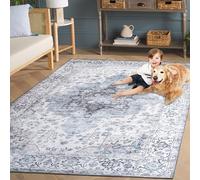 Safavieh - Alfombra Tradicional Lavable a máquina y Antideslizante, Ideal para Zonas de Alto Paso, Arizona Collection, Alfombra de Pelo Corto, Marfil y Azul, 240 x 300 cm