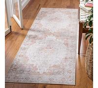 Safavieh Alfombra Tradicional - Lavable a máquina y Antideslizante, Ideal para Zonas de Alto Paso, Tucson Collection, Alfombra de Pelo Corto, Gris Claro y óxido, 76 x 305 cm