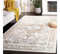 Safavieh Alfombra Tradicional Lavable a máquina y Antideslizante - Ideal para Zonas de Alto tráfico - Colección Arizona - Pelo Corto Beige y Dorado, 120 x 180 cm