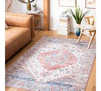 Safavieh Alfombra Tradicional Lavable a máquina y Antideslizante - Ideal para Zonas de Mucho tráfico - Colección Tucson Collection - Color Azul y Beige - 152 x 244 cm