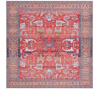 Safavieh Alfombra Tradicional Lavable a máquina y Antideslizante - Ideal para Zonas de Mucho tráfico - Colección Tucson - Pelo Corto Beige y Gris, 120 x 120 cm