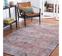 Safavieh Alfombra Tradicional Lavable a máquina y Antideslizante - Ideal para Zonas de Mucho tráfico - Colección Tucson - Pelo Corto Beige y Gris, 120 x 120 cm