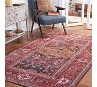 Safavieh Alfombra Tradicional óptima para Zonas de Alto tránsito, Lavable a máquina y Antideslizante, colección Tucson, Pelo Corto, Color óxido y Azul Marino, 183 x 274 cm