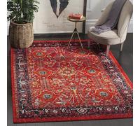 Safavieh Alfombra Tradicional para Sala de Estar, Comedor, Dormitorio, colección Persa, Pelo Corto, Naranja y Marino, 201 x 274 cm