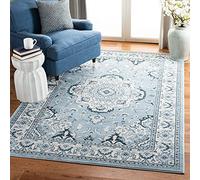 Safavieh Alfombra Tradicional para Sala de Estar, Comedor o Dormitorio, colección Isabella, Pelo Corto, Color Azul Claro y Crema, 4 pies x 72 Pulgadas