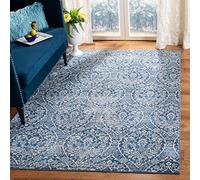 Safavieh Alfombra Tradicional para salón, Comedor, Dormitorio, colección Brentwood, Pelo Corto, en Azul Marino y Gris Claro, 91 x 152 cm