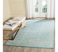 Safavieh Alfombra Tradicional para salón, Comedor, Dormitorio, colección Evoke, Pelo Corto, Azul Claro y Marfil, 155 x 229 cm