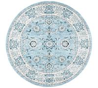 SAFAVIEH Alfombra Tradicional para salón, Comedor, Dormitorio, colección Isabella, Pelo Corto, Azul Claro y Crema, 160 x 160 cm