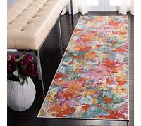 Safavieh Alfombra Tradicional para salón, Comedor, Dormitorio, colección Lillian, Pelo Corto, en Azul y Naranja, 66 x 213 cm