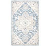 Safavieh Alfombra Tradicional para salón, Comedor, Dormitorio, colección Micro-Loop, Pelo Corto, Color Azul y Marfil, 60 x 110 cm