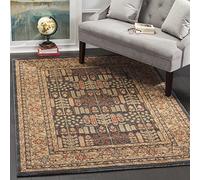 Safavieh - Alfombra Tradicional Persa de Polipropileno, Color Rojo y Natural, Polipropileno, Bleu Marine/Naturel, 120 x 180 cm