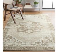 Safavieh Alfombra Tradicional Persa Lavable a máquina y Antideslizante, Ideal para Zonas Muy concurridas, colección Tucson, Pelo Corto, Salvia y Marfil, 120 x 180 cm