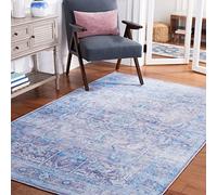 SAFAVIEH Alfombra Tradicionales Rug Ideal para áreas de Alto tráfico - Lavable a máquina y Antideslizante - Tucson Collection, Pelo Corto, in Morado y Azul, 91 X 152 cm