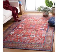 Safavieh Alfombra Tradicionales Rug Ideal para áreas de Alto tráfico - Lavable a máquina y Antideslizante - Tucson Collection, Pelo Corto, in Rojo y Azul, 152 X 244 cm