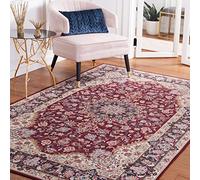 Safavieh Alfombra Tradicionales Rug Ideal para áreas de Alto tráfico - Lavable a máquina y Antideslizante - Tucson Collection, Pelo Corto, in Rojo y Azul Marino, 152 X 244 cm