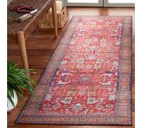 Safavieh Alfombra Tradicionales Rug Ideal para áreas de Alto tráfico - Lavable a máquina y Antideslizante - Tucson Collection, Pelo Corto, in Rojo y Azul, 76 X 244 cm