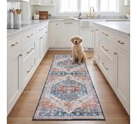 SAFAVIEH Alfombra Tradicionales Rug Ideal para áreas de Alto tráfico - Lavable a máquina y Antideslizante - Tucson Collection, Pelo Corto, in Azul y Rojo, 76 X 244 cm