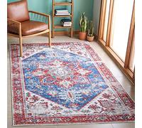 SAFAVIEH Alfombra Tradicionales Rug Ideal para áreas de Alto tráfico - Lavable a máquina y Antideslizante - Tucson Collection, Pelo Corto, in Azul y Rojo, 152 X 244 cm