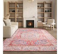 Safavieh Alfombra Tradicionales Rug Ideal para áreas de Alto tráfico - Lavable a máquina y Antideslizante - Tucson Collection, Pelo Corto, in Rosa y Crema, 76 X 244 cm