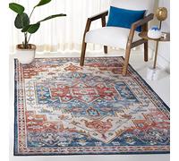 SAFAVIEH Alfombra Tradicionales Rug Ideal para áreas de Alto tráfico - Lavable a máquina y Antideslizante - Tucson Collection, Pelo Corto, in Azul y Rojo, 152 X 244 cm