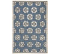 SAFAVIEH Alfombra Tradicionales Sala de Estar, Comedor, Dormitorio - Beachhouse Collection, Pelo Corto, Crema y Azul, 79 X 152 cm