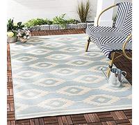 SAFAVIEH Alfombra Tradicionales Sala de Estar, Comedor, Dormitorio - Beachhouse Collection, Pelo Corto, Crema y Aqua, 79 X 152 cm