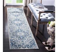 Safavieh Alfombra Tradicionales Sala de Estar, Comedor, Dormitorio - Brentwood Collection, Pelo Corto, Crema y Azul, 61 X 244 cm