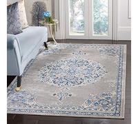 Safavieh Alfombra Tradicionales Sala de Estar, Comedor, Dormitorio - Brentwood Collection, Pelo Corto, Gris Claro y Azul, 160 X 229 cm