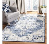 Safavieh Alfombra Tradicionales Sala de Estar, Comedor, Dormitorio - Brentwood Collection, Pelo Corto, Marfil y Azul Marino, 122 X 183 cm