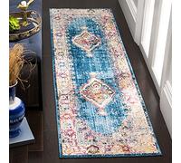 Safavieh Alfombra Tradicionales Sala de Estar, Comedor, Dormitorio - Bristol Collection, Pelo Corto, Azul y Marfil, 69 X 244 cm