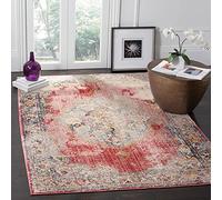 Safavieh Alfombra Tradicionales Sala de Estar, Comedor, Dormitorio - Bristol Collection, Pelo Corto, Fucsia y Gris Claro, 155 X 229 cm