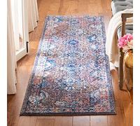 Safavieh Alfombra Tradicionales Sala de Estar, Comedor, Dormitorio - Bristol Collection, Pelo Corto, Gris Oscuro y Azul, 69 X 244 cm