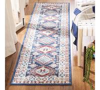 Safavieh Alfombra Tradicionales Sala de Estar, Comedor, Dormitorio - Kazak Collection, Pelo Corto, Azul Marino y Rojo, 61 X 244 cm