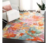 Safavieh Alfombra Tradicionales Sala de Estar, Comedor, Dormitorio - Lillian Collection, Pelo Corto, Azul y Naranja, 160 X 231 cm