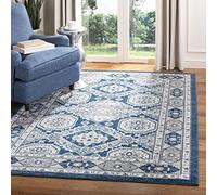Safavieh Alfombra Tradicionales Sala de Estar, Comedor, Dormitorio - Madison Collection, Pelo Corto, Azul Marino y Gris, 91 X 152 cm