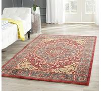 Safavieh Alfombra Tradicionales Sala de Estar, Comedor, Dormitorio - Mahal Collection, Pelo Corto, Azul Marino y Rojo, 91 X 152 cm