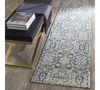 Safavieh Alfombra Tradicionales Sala de Estar, Comedor, Dormitorio - Sofia Collection, Pelo Corto, Azul y Beige, 66 X 244 cm