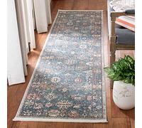 Safavieh Alfombra Tradicionales Sala de Estar, Comedor, Dormitorio - Victoria Collection, Pelo Corto, Azul y Marfil, 91 X 152 cm