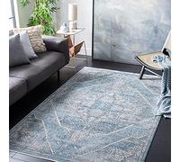 Safavieh Alfombra Tradicionales Sala de Estar, Comedor, Dormitorio - Victoria Collection, Pelo Corto, Azul y Gris, 66 X 244 cm