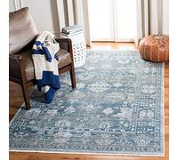 Safavieh Alfombra Tradicionales Sala de Estar, Comedor, Dormitorio - Victoria Collection, Pelo Corto, Azul y Marfil, 122 X 183 cm