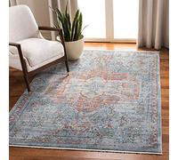 Safavieh Alfombra Tradicionales Sala de Estar, Comedor, Dormitorio - Victoria Collection, Pelo Corto, Azul Marino y Rojo, 122 X 183 cm