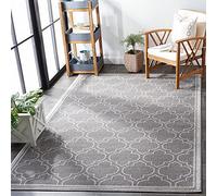Safavieh Alfombra Trellis para Interior y Exterior, colección Amherst, Pelo Corto, Color Gris y Gris Claro, 91 x 152 cm