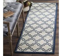 Safavieh Alfombra Trellis para Interior y Exterior, colección Amherst, Pelo Corto, Color Marfil y Azul Marino, 69 x 213 cm