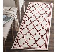 Safavieh Alfombra Trellis para Interior y Exterior, colección Amherst, Pelo Corto, Color Marfil y Rojo, 69 x 213 cm