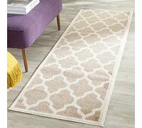 Safavieh Alfombra Trellis para Interior y Exterior, colección Amherst, Pelo Corto, Color Trigo y Beige, 69 x 213 cm