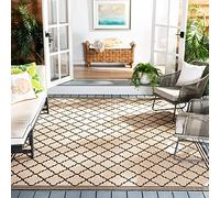 Safavieh Alfombra Trellis para Interior y Exterior, colección Beachhouse, Pelo Corto, Color Crema y marrón, 91 x 152 cm